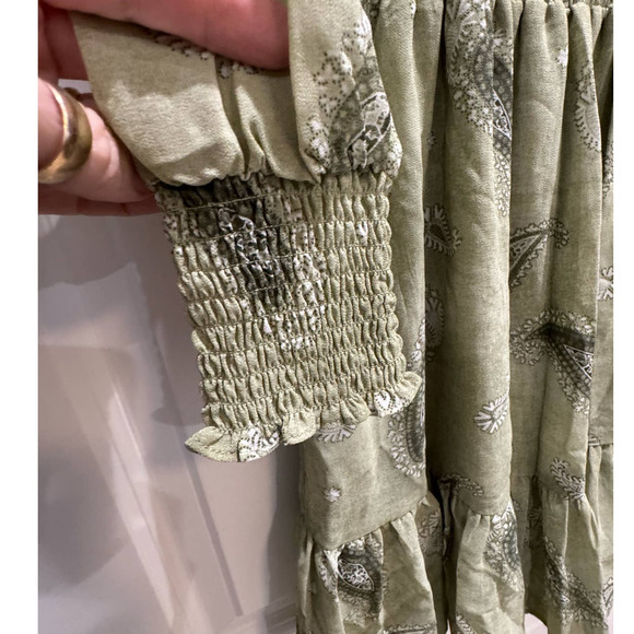 NWT MICHAEL KORS $155 Green Paisley Smocked Waist Dress Size XS - Picture 5 of 8